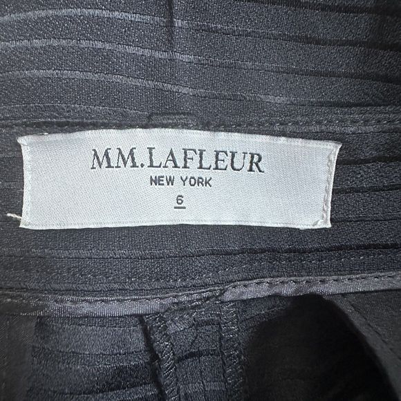 MM. Lafleur The Howland Mini Stripe Pleated Black Trouser Pants Pockets Size 6 - Picture 12 of 13